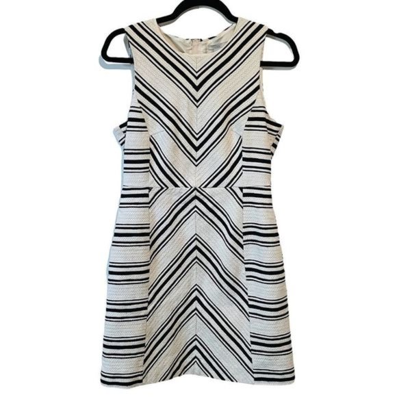 H&M White & Black Aztec Striped Tweed Shift Dress - Picture 1 of 10